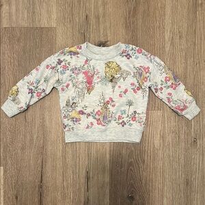 Disney Gray and Pink Floral Sweatshirt